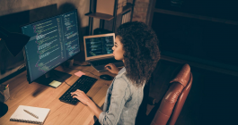 woman at a computer