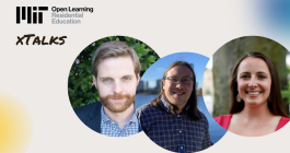 Headshots of Benjamin Hansberry, Tyler Smith, and Lauren Totino, speakers for MIT Open Learning Residential Education xTalk