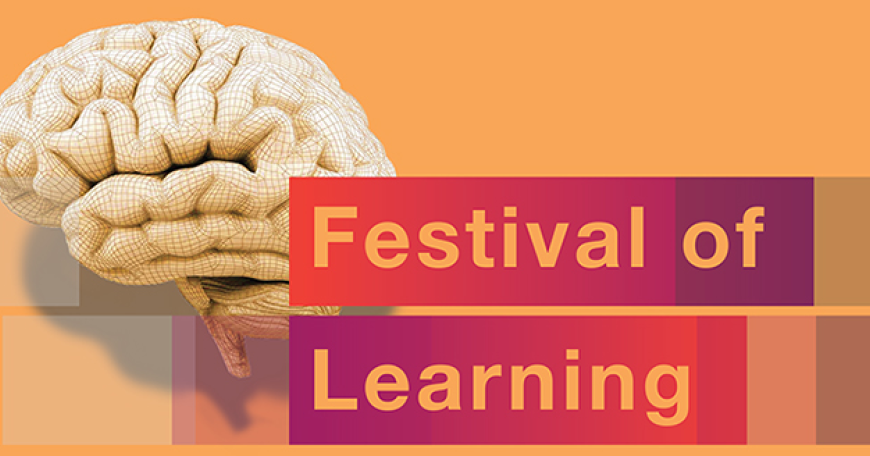 Decorative image - shows text Festival of Learning with an image of a brain